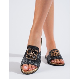 Women's pink flip-flops with gold decoration from Shelovet black 1 Women's pink flip-flops with gold decoration from Shelovet black 1