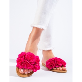 Women's pink slippers with Shelovet flowers 2