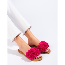 Women's pink slippers with Shelovet flowers 1