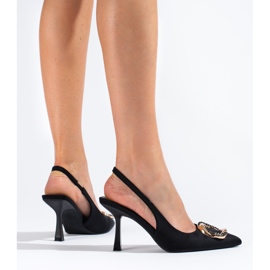 Black suede open heel pumps from Shelovet 1