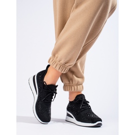 Shelovet black textile wedge sneakers 1