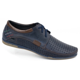Olivier Men's openwork shoes 563 navy blue 2