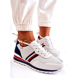Evento Women's white and navy blue leather sport shoes Jane 4