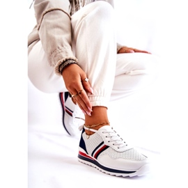 Evento Women's white and navy blue leather sport shoes Jane 2
