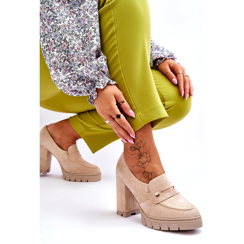 Vinceza Elegant Suede High Heels Beige Mintore 4