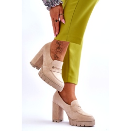 Vinceza Elegant Suede High Heels Beige Mintore 2