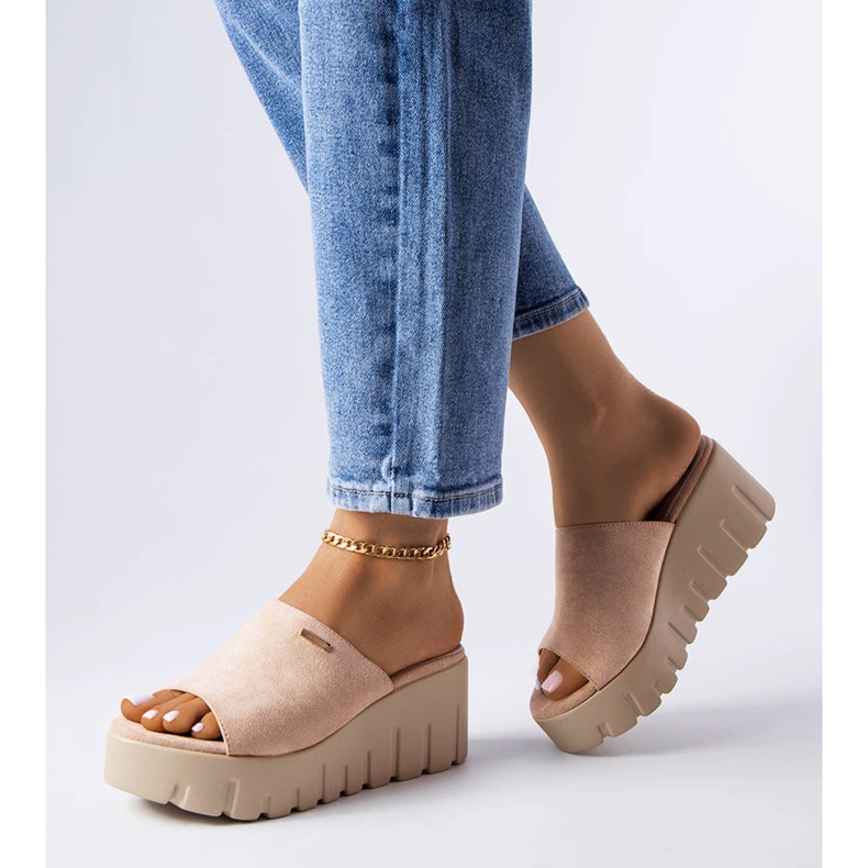 PA1 Beige high wedge sandals from Bourdette 1