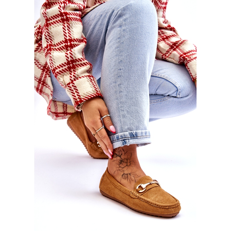 Classic Suede Moccasins With Camel Decoration brown 2
