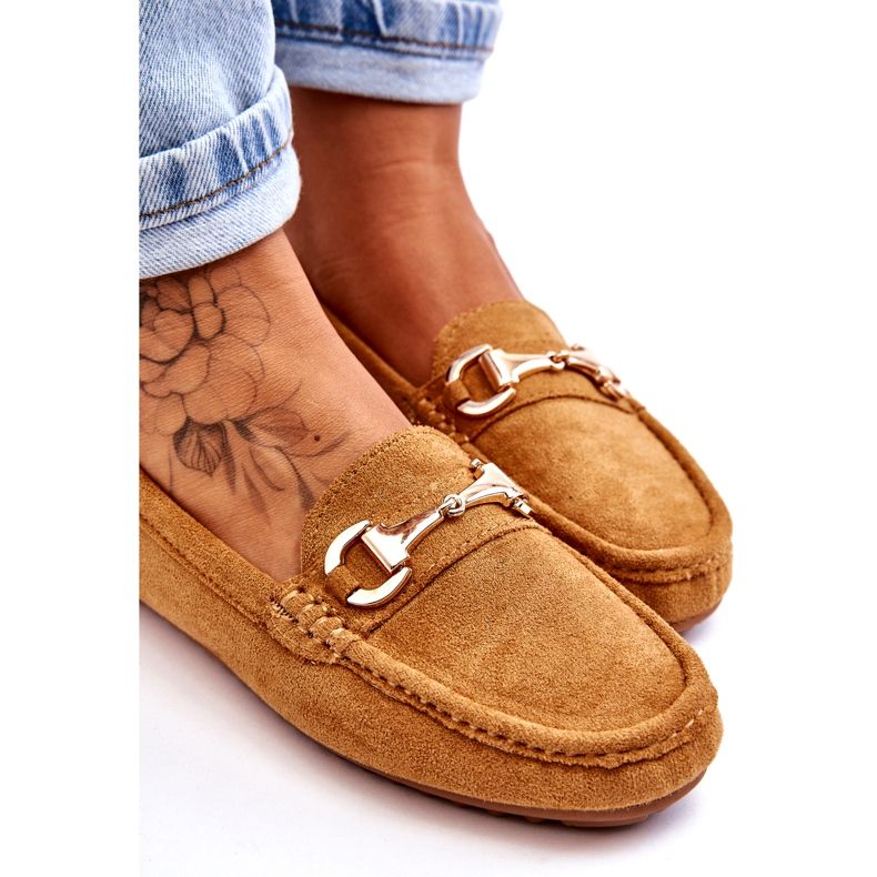 Classic Suede Moccasins With Camel Decoration brown 3