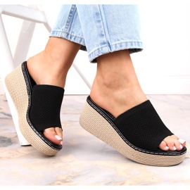 Women's black wedge slippers T.Sokolski MU100 1