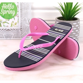 Women's flat flip-flops pink Big Star JJ274A352 1