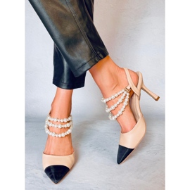 Open heel pumps with Harmony Beige pearls 2