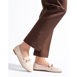 Women's beige loafers with a Shelovet decorative element 1