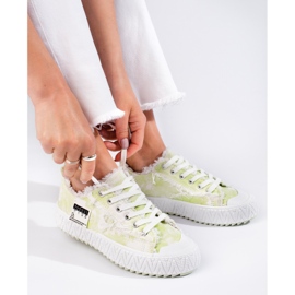 Platform sneakers white and green Shelovet 1