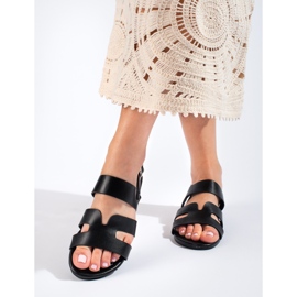 Shelovet black flat sandals 1