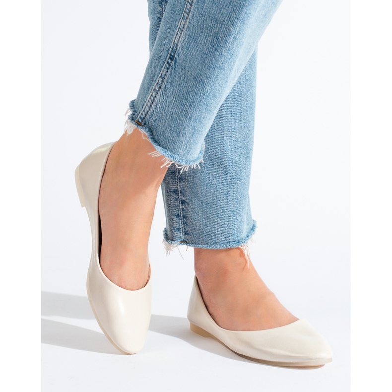Women's beige ballerinas made of eco leather Shelovet 1