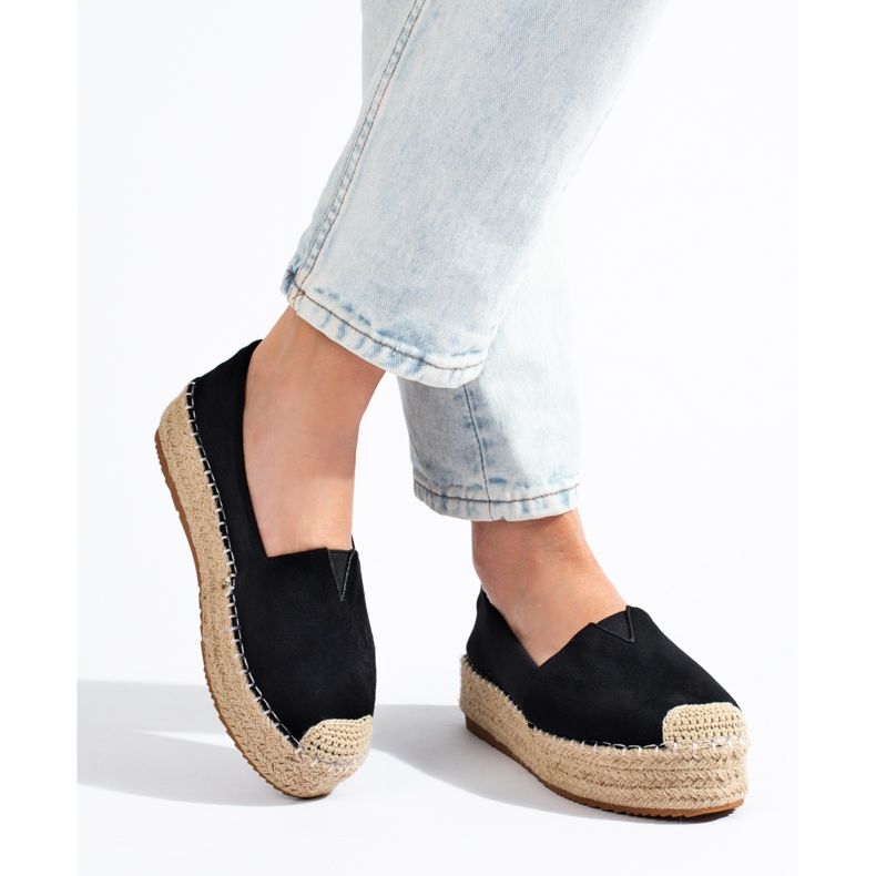 Women's suede platform espadrilles Shelovet black 2