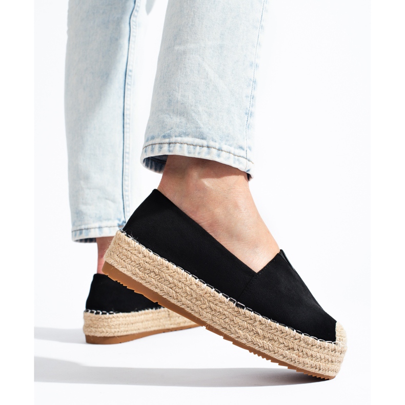 Women's suede platform espadrilles Shelovet black 1