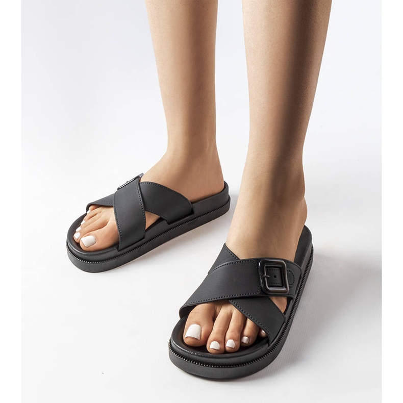 Black rubber sliders with a buckle from Pauline 1