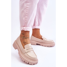 Riverside Beige Leather Platform Slip-On Loafers 2