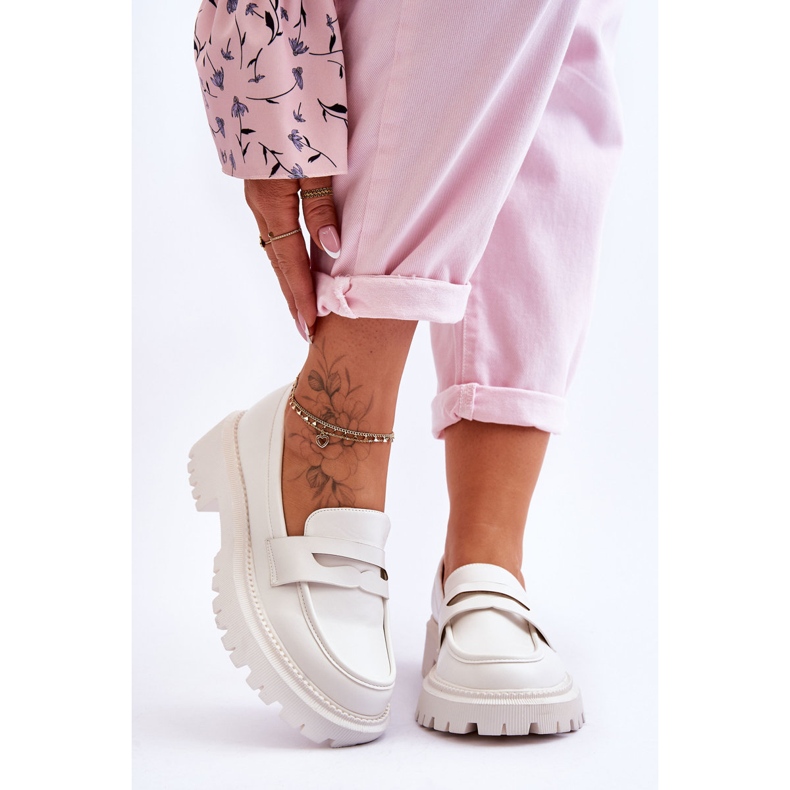 White Riverside Slip On Platform Moccasins 2