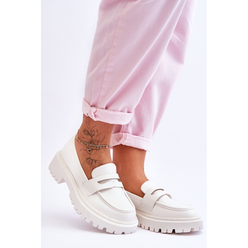 White Riverside Slip On Platform Moccasins 1