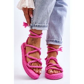 Tied Sandals On A Massive Platform Pink Can't Wait 1