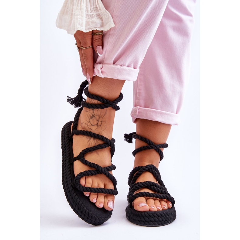 Tied Sandals On A Chunky Platform Black Can't Wait 1