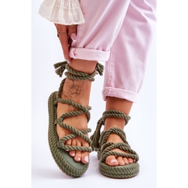 Tied Sandals On A Chunky Platform Green Can't Wait 1