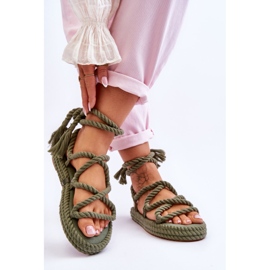 Tied Sandals On A Chunky Platform Green Can't Wait 2