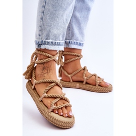 Tied Sandals On A Chunky Platform Dark Beige Can't Wait 2