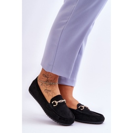 Classic Suede Loafers With Black Amera Embellishment 1