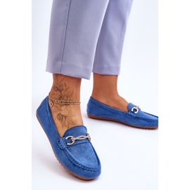 Classic Suede Moccasins With Amera Blue Embellishment 2