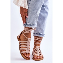 FC3 Women's Suede Roman Sandals Beige Semper 1