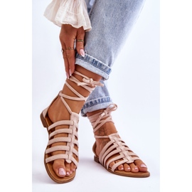 FC3 Women's Suede Roman Sandals Beige Semper 2