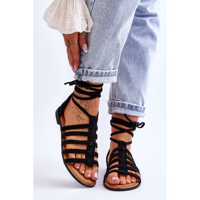 FC3 Women's Suede Roman Sandals Black Semper 1