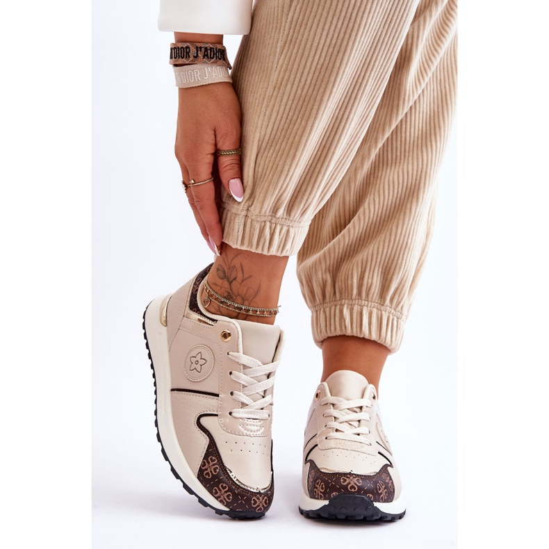 FG1 Trendy Beige-Brown Rachel Leather Sports Shoes 1