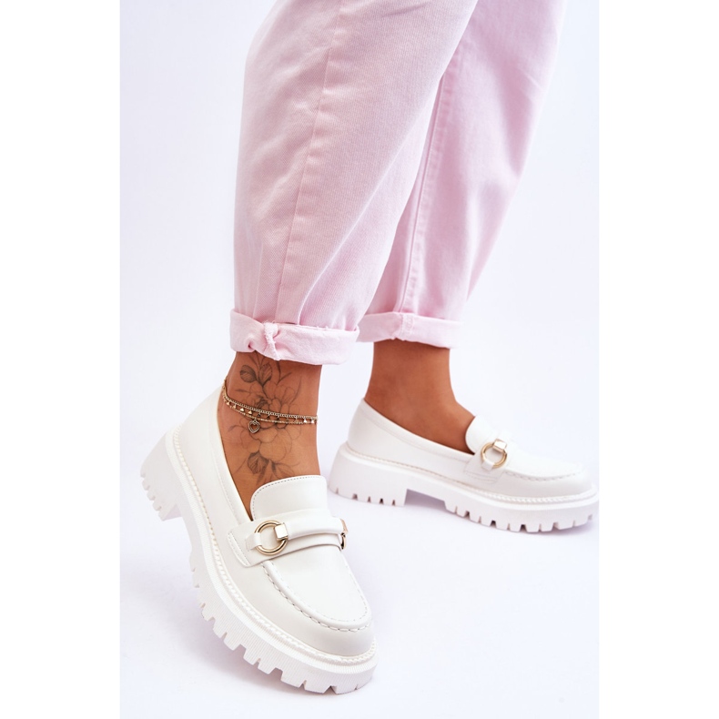 FG1 Women's Loafers On A Massive Platform White Calypso 2