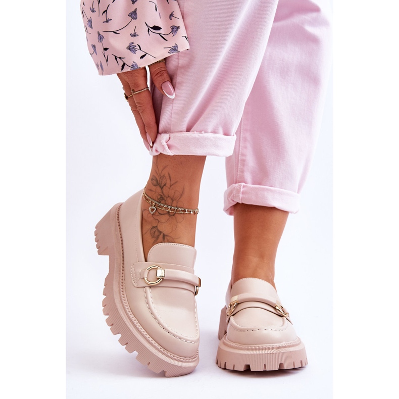 FG1 Women's Loafers On A Massive Platform Beige Calypso 1