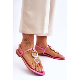 Pink Leather Keep Going Flat Heel Flip Flops 2