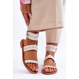 FI1 Unique Women's Sandals With White Selina Studs 1