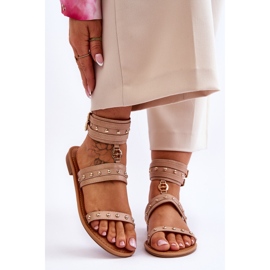 Unique Women's Sandals With Beige Selina Studs 1