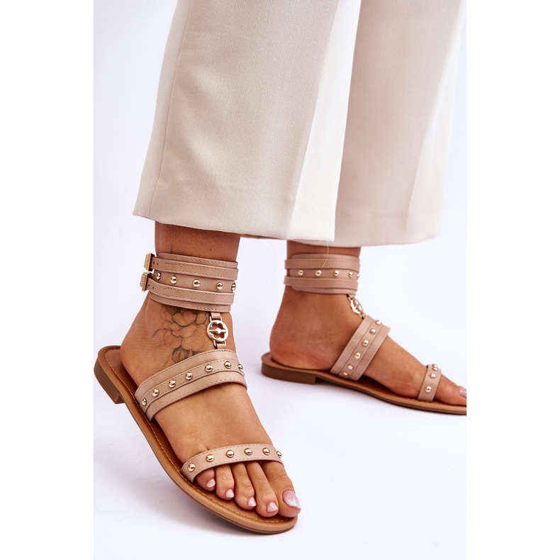 Unique Women's Sandals With Beige Selina Studs 2