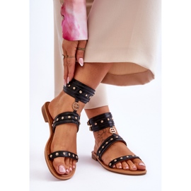 Unique Women's Sandals With Studs Black Selina 2