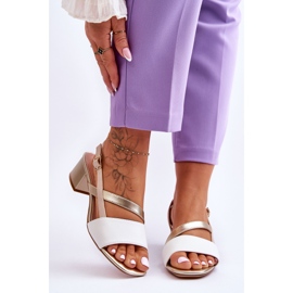 Sergio Leone Leather High Heel Sandals SK826 White and Gold 1 Sergio Leone Leather High Heel Sandals SK826 White and Gold 1