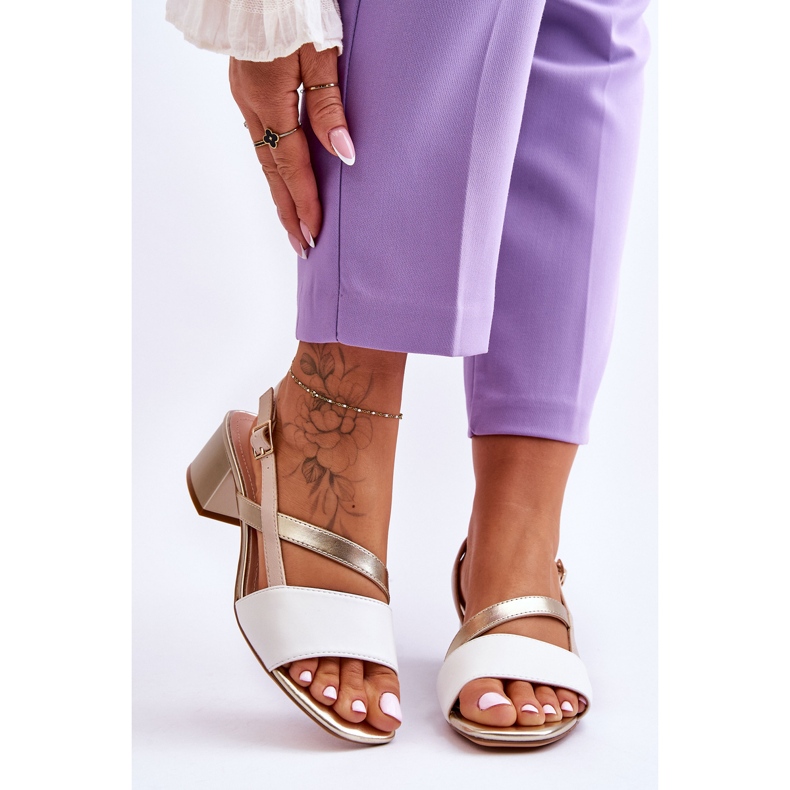 Sergio Leone Leather High Heel Sandals SK826 White and Gold 1 Sergio Leone Leather High Heel Sandals SK826 White and Gold 1