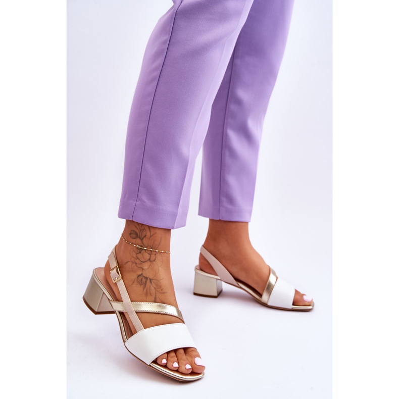 Sergio Leone Leather High Heel Sandals SK826 White and Gold 2 Sergio Leone Leather High Heel Sandals SK826 White and Gold 2