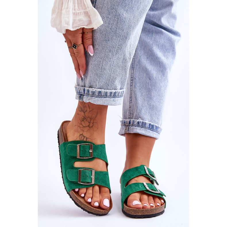 FB1 Women's Slip-on Slides Green Destino 1