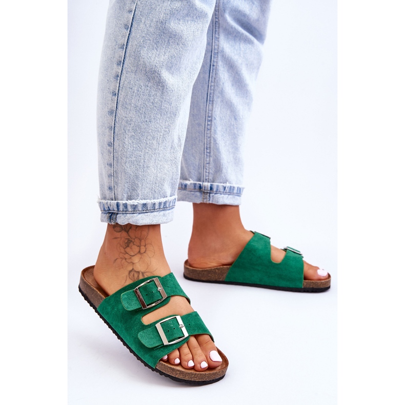 FB1 Women's Slip-on Slides Green Destino 2