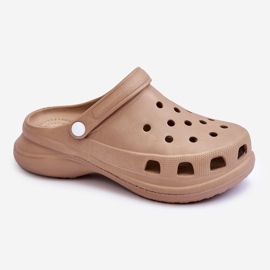 PG2 Foam Crocs Sandals On A Chunky Sole Beige Katniss 1